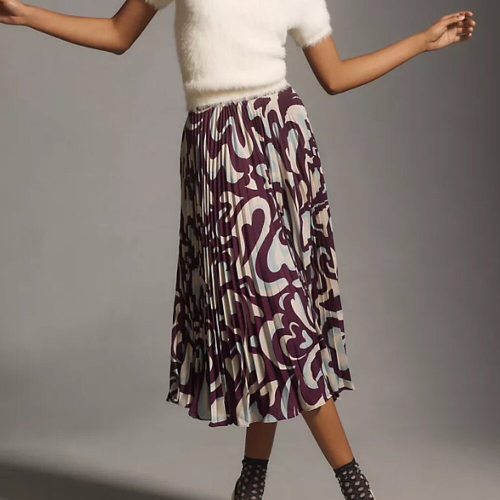 Anthropologie Maeve The Valerie Pleated Midi Skirt by Maeve